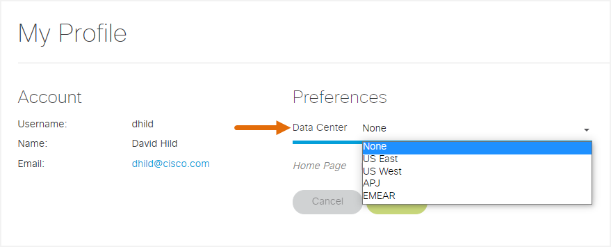 Set data center preference